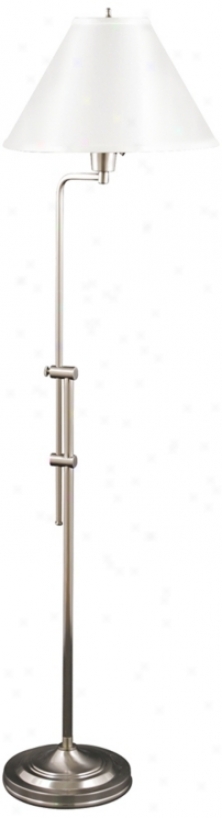Westerly Satin Nickel Adjistable Floor Lamp With Cfeam Shade (v0544)