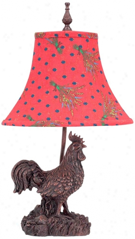 Wheatland Cock Red And Bule Polka Variegate Shade Accent Lamp (v3299)