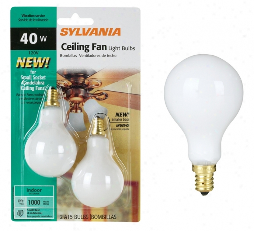 White 2-pack 40 Watt A15 Candle Base Fan Light Bulbs (34898)