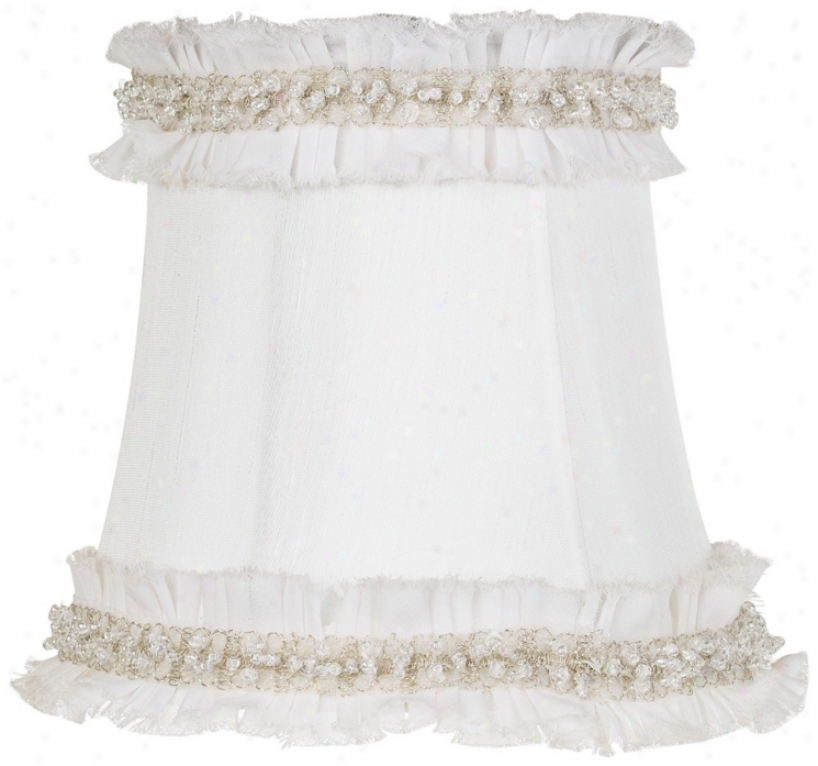 White Fabric With Bead Trim Color 4x5.5x5 (clip-on) (t2360)