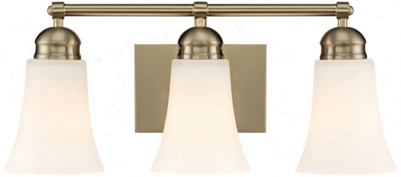 White Glass 19" Wide Brushed Brass Bathroom Light Fixture (u8292)