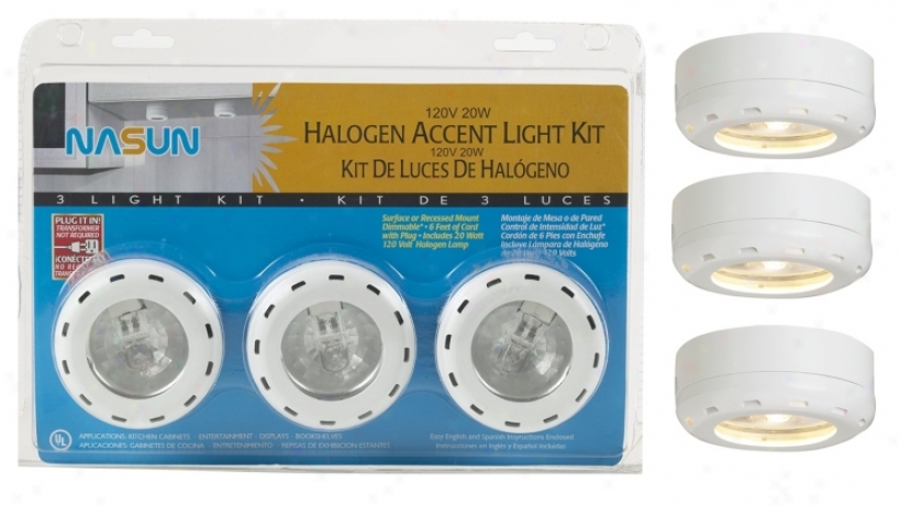 White Halogen 20 Watt 3-pack Puck Light Kit (86364)
