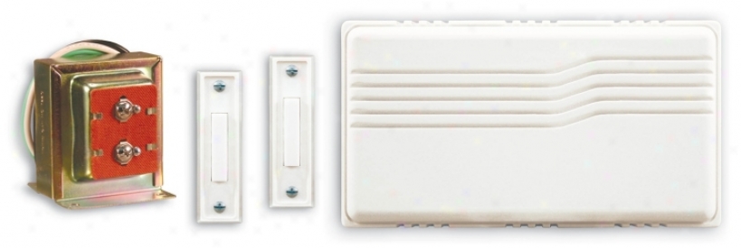 White Hardwired Door Chime With Mixed Buttons Contractor Kit (k6221)