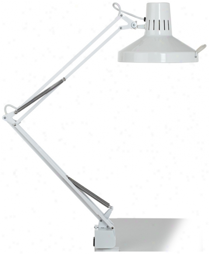 White Metal 2-light Clamp-on Desk Lamp (u7311)