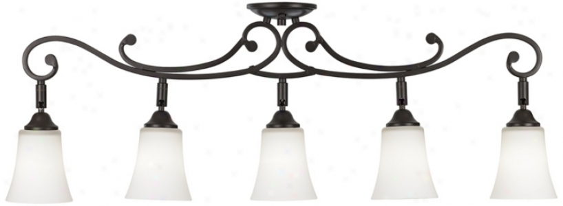 White Painted Glass 5-light Scroll Course Fixture (u4828)