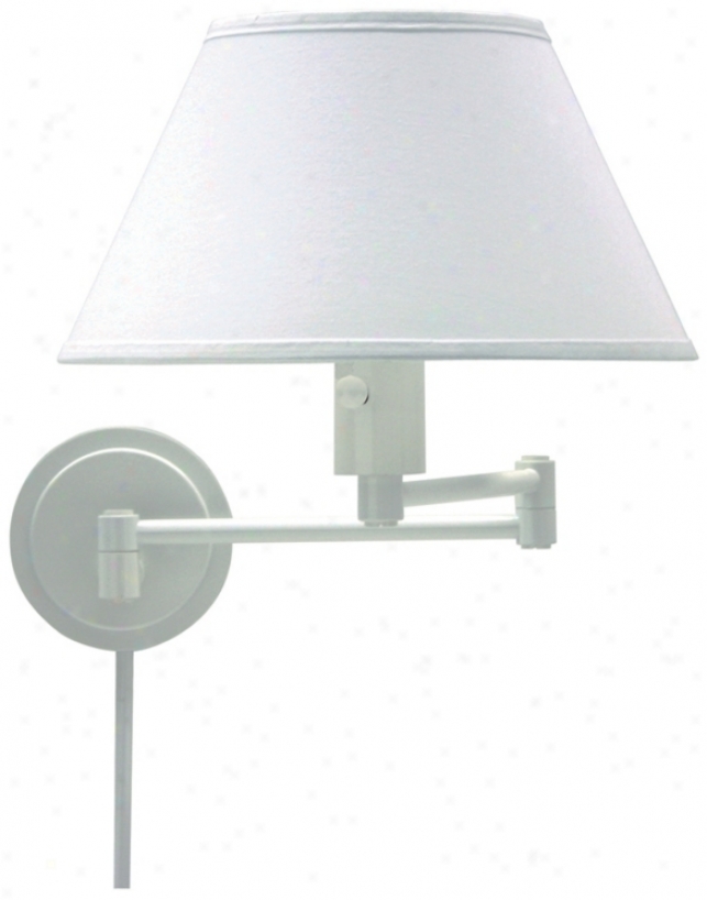 White Round Backplate Plug-in Swing Arm Wall Lamp (65400)