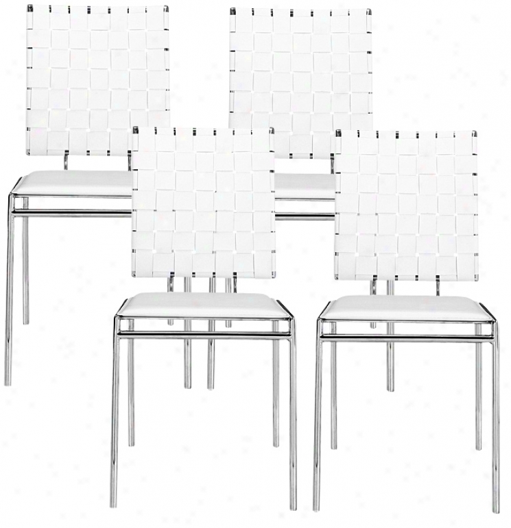 White Set Of Four Criss Cross Chairs (g4182)