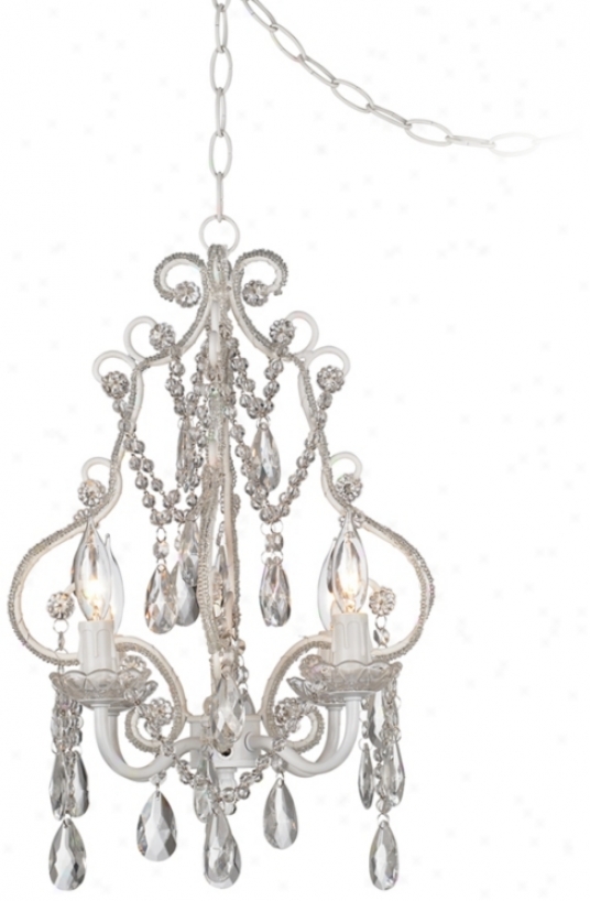 White With Crystal Accents Plug-in Swag Chandelier (p57877)