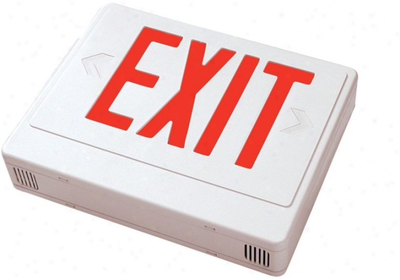 White With Red Led Exit Sign With Battery Backup (46834)