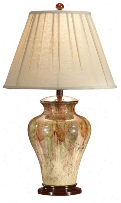 Wildwood Drop Down Colors Hand-painted Porcelain Table Lamp (p4205)