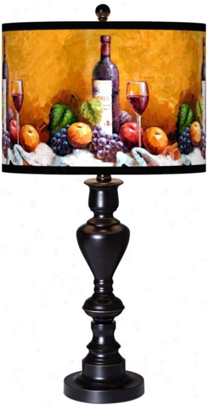 Wine And Fruit Giclee Glow Black Bronze Table Lamp (x0022-x2752)