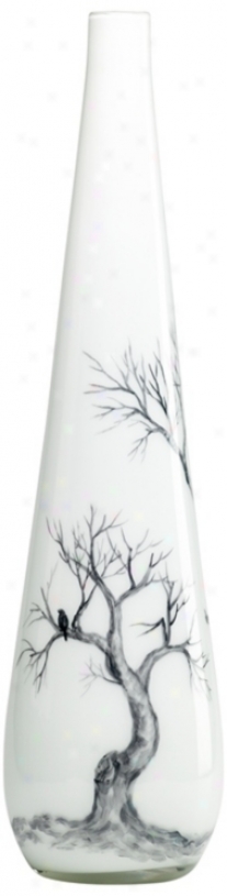 Winter Elm Glass Large White Vase (v1438)