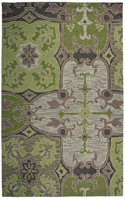 Country Collection Green 5'x8' Area Rug Country Accumulation (v7809)