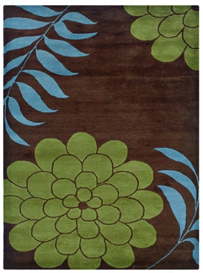 Fusion Fn1044 8'x10' Green Floral Area Rug (x5303)