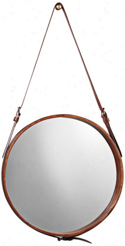 Jamie Young Leather Strap 29" High Round Wall Mirror (u3443)