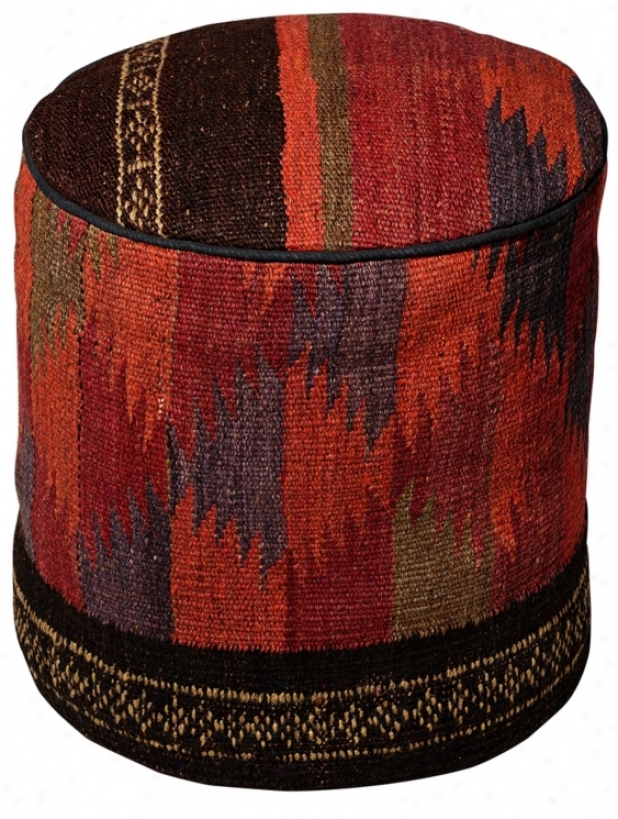 Kilim Accumulation Salima Pouf Ottoman (v8581)