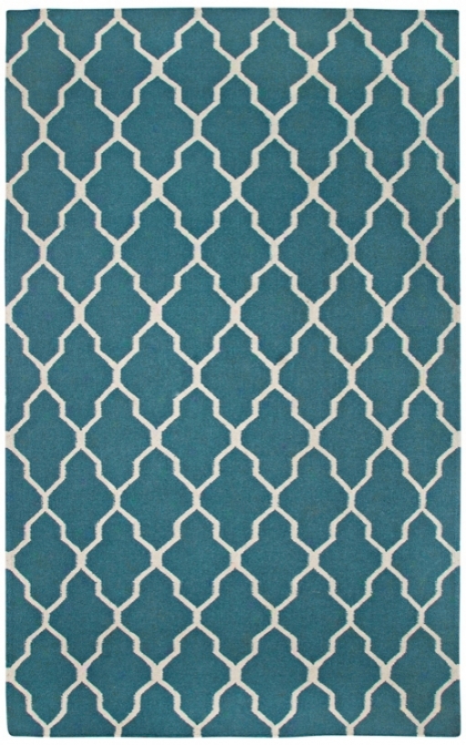 Lattice Collection Teal Flat Woven 5'x8' Area Rug (v7884)