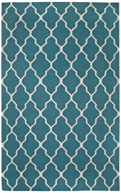 Trellis Collection Teal Flat Woven 8'x10' Area Rut (v7888)