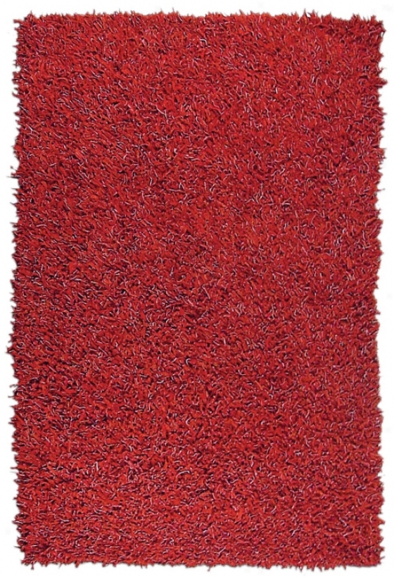 Leatherini Red Leather Shag Area Rug (f7137)