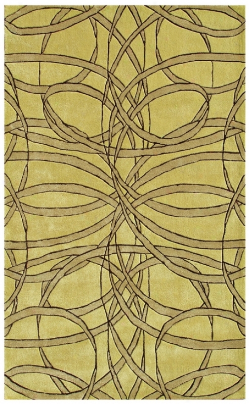 Ribbon Dance Yellow Handmade Rug (k0291)