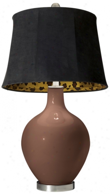 Rugged Brown Black Faux Suede Shade Ovo Table Lamp (x1363-x8929-y8227)