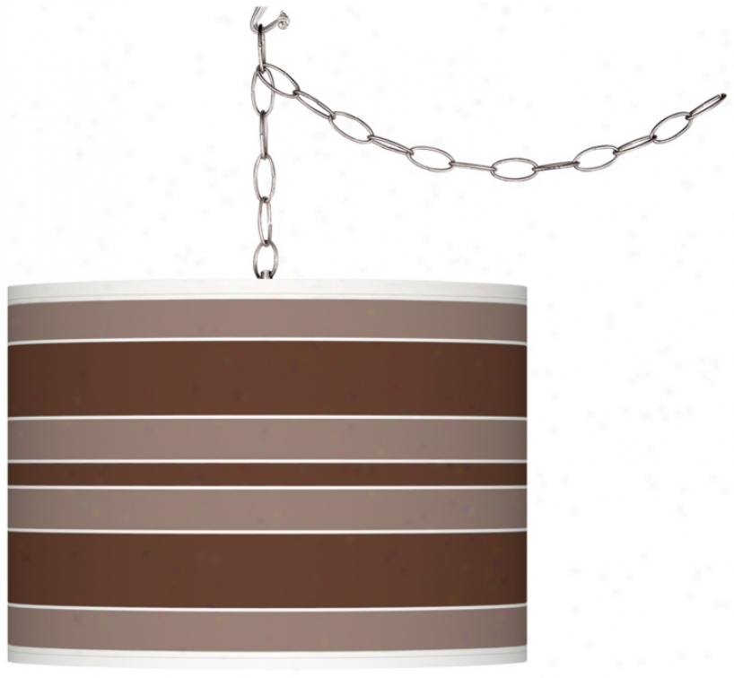 Rugged Brown Bold Stripe Giclee Glow Plug-in Swag Pendant (x6786-y2685)