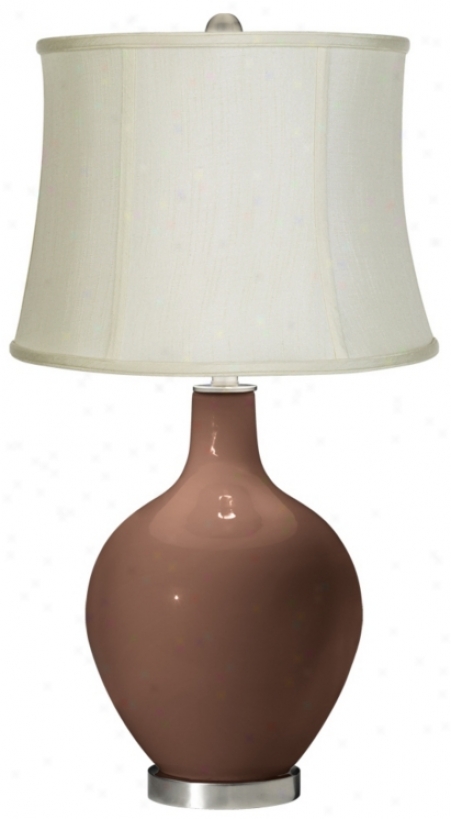 Rugged Brown Creme Texture Drum Ovo Table Lamp (x1363-x8929-y8224)