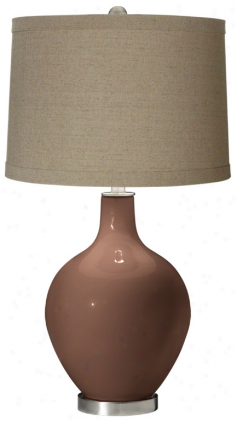 Rugged Brown Natural Linen Shade Ovo Table Lamp (x1363-x8929-y8185)