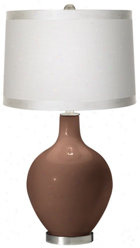 Rugged Brown White Drum Shade Ovo Table Lamp (x1363-x8929-y8225)