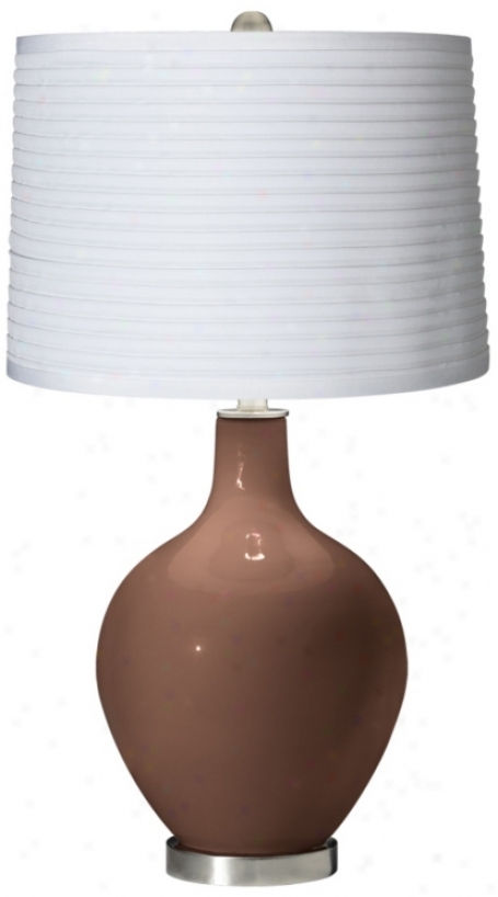 Rugged Brown White Pleated Shade Ovo Table Lamp (x1363-x8929-y8228)