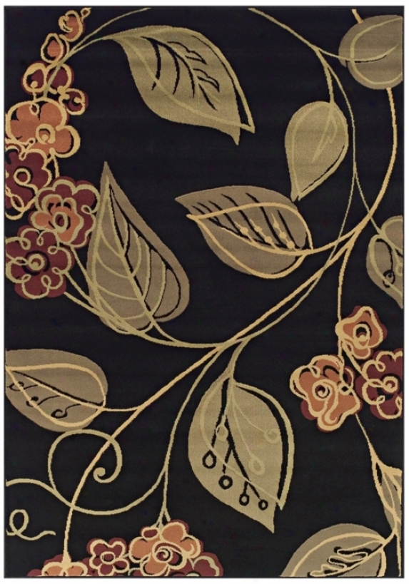 Tremont Collection Swerve Floral Black Region Rug (n0754)