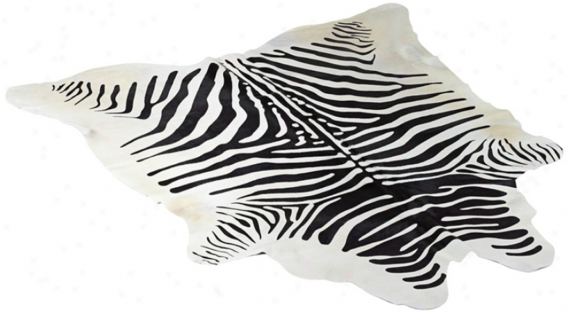 Zebra Print Cow Hide Decorative Area Rug (v4016)