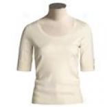 August Silk Creatively Ribbed Shirt - Short Elbow Sleeve (for Women)