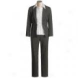 Blue Ice Stretch-woven Pant Suit - European Fabrif (for Women)