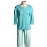 Calida Mandarin Cotton Pajamas - Button-front, ?? Sleeve (for Women)