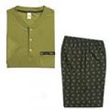 Calida Milos Cotton Pajamas - Short Sledve Henlry Shirt (for Men)