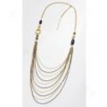 Cara Accessories Multi Chain Long Necklace With Stones