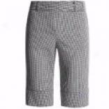 Cotton Blend Checkered Bermuda Shorts (for Women)