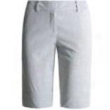 Cotton Blend Striped Bermuda Shorts (for Women)