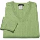 Cotton Cable-knit Sweater - V-neck (for Women)