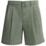 Cotton Pleated Shorts - Button Front (for Men)