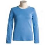 Cotton Solid Color Knit Shirt - Long Sleeve (for Women)