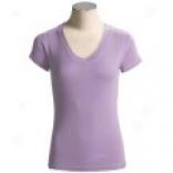 Cotton V-neck T-shirt - Lacking Sleeve (for Women)