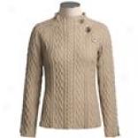 Cullen Cotton Rich Cable Knit Sweater - Funnel Neck (for Women)