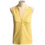 Cullen Ruched Placket Polo Shirt - Sleeveless (for Women)
