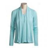 Cullen Smocked Cotton Rich Cardigan Sweater - Open Front (for Women)