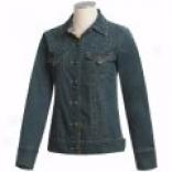 Denim Jacket With Embroidered Trim (for Women)