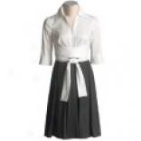 Donna Ricco Stretch Taffeta Dress With Rhinestoen Buttons - ?? Sleeve (for Women)