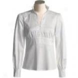 Eye Stretch Cotton Shirt With Empire Waist - Long Sleeve (for Women)