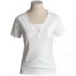 Fdj French Preparing Lace-up Neck T-shirt - Short Sleeve (for Womn)